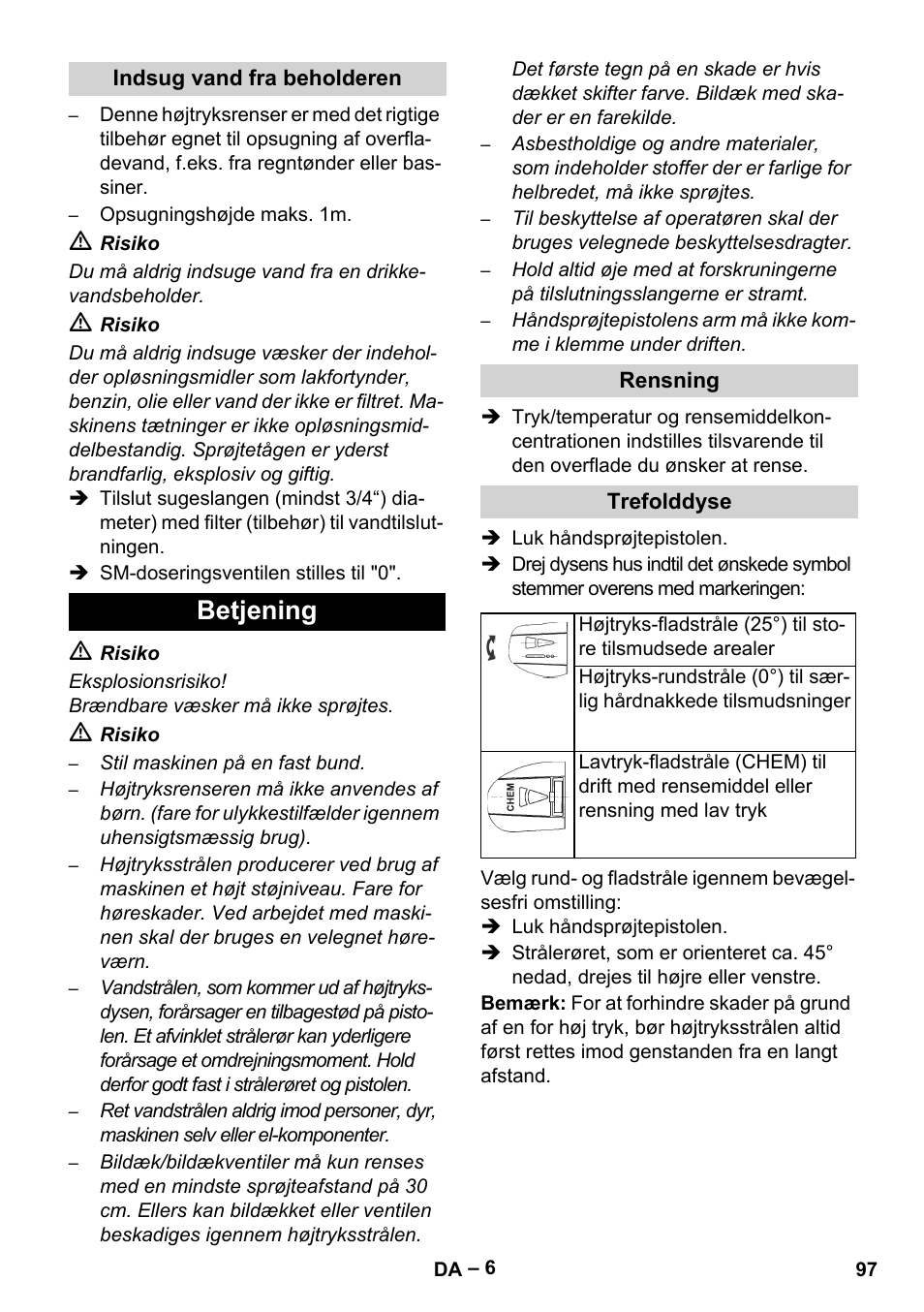 Betjening | Karcher HDS 801 B User Manual | Page 97 / 340