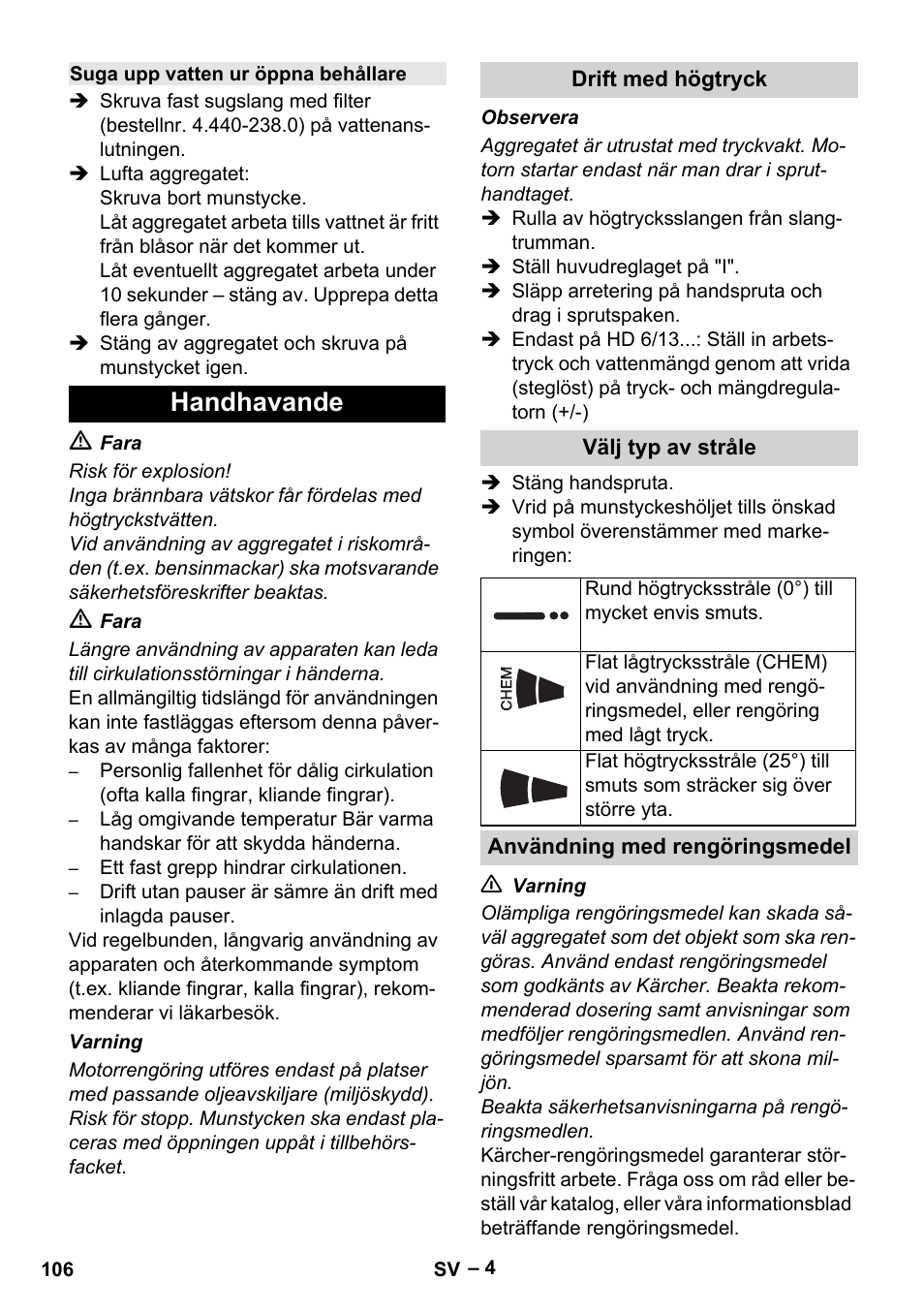 Handhavande | Karcher HD 6-13 C User Manual | Page 106 / 332