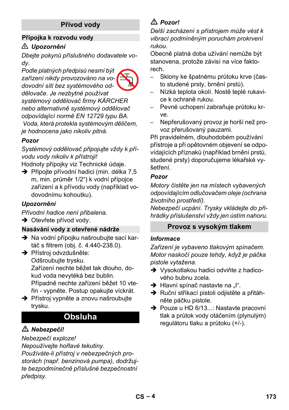 Obsluha | Karcher HD 6-13 C User Manual | Page 173 / 332