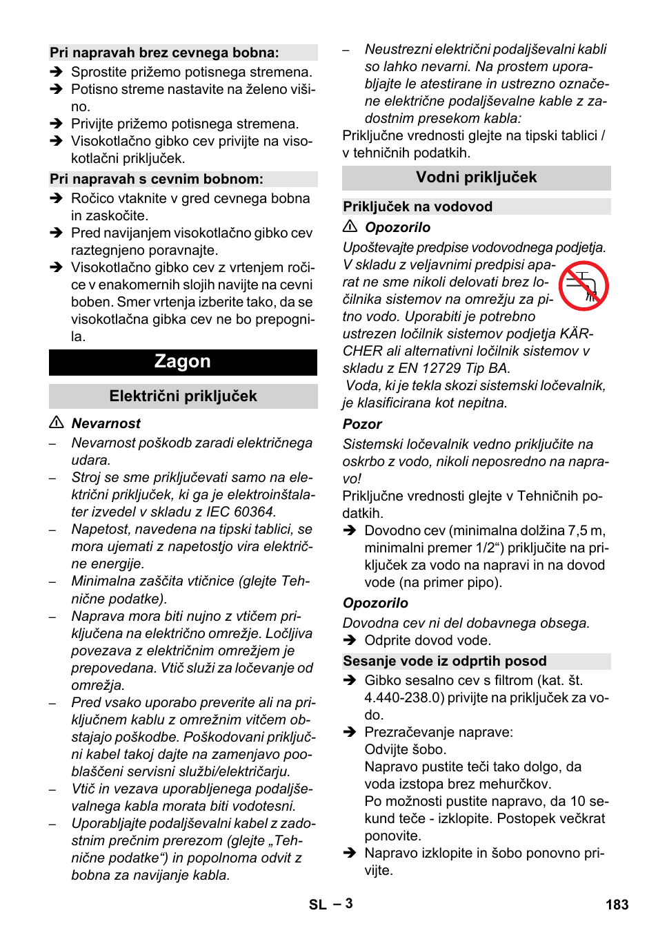 Zagon | Karcher HD 6-13 C User Manual | Page 183 / 332