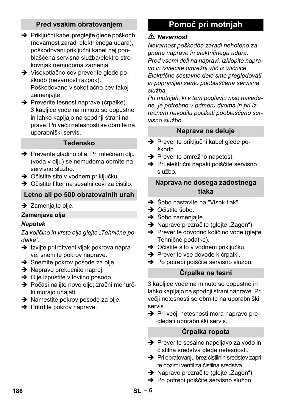 Pomoč pri motnjah | Karcher HD 6-13 C User Manual | Page 186 / 332