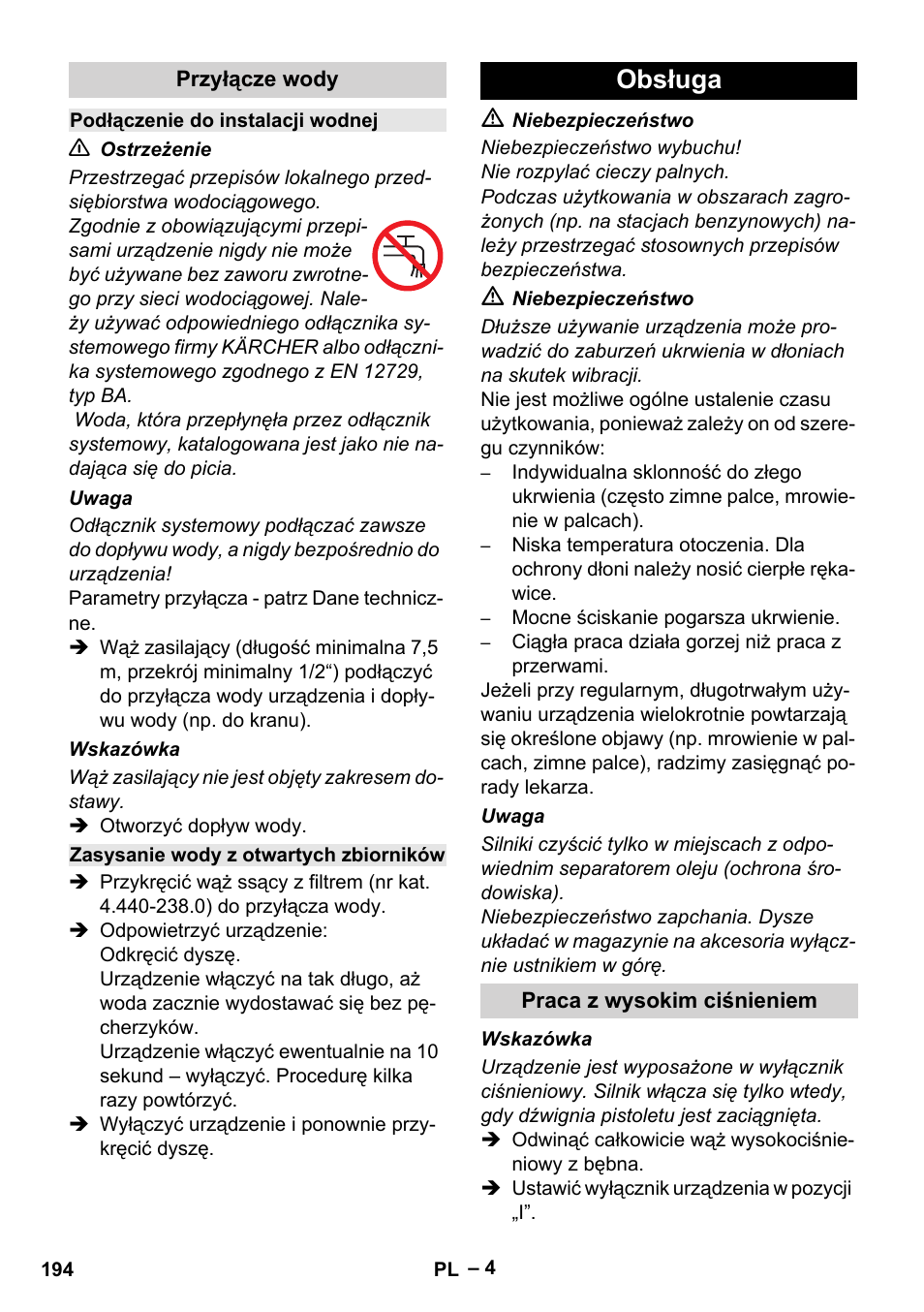 Obsługa | Karcher HD 6-13 C User Manual | Page 194 / 332