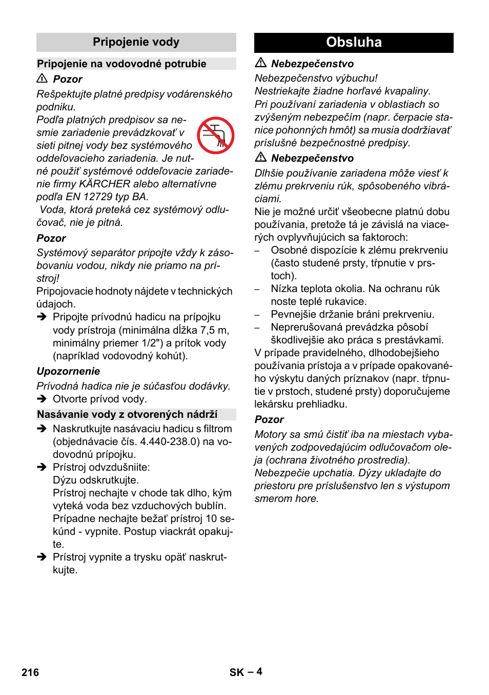 Obsluha | Karcher HD 6-13 C User Manual | Page 216 / 332