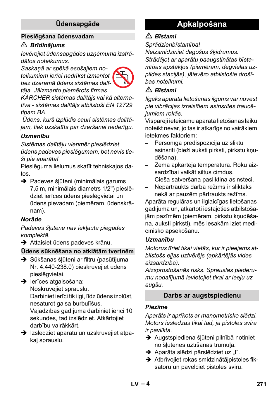 Apkalpošana | Karcher HD 6-13 C User Manual | Page 271 / 332