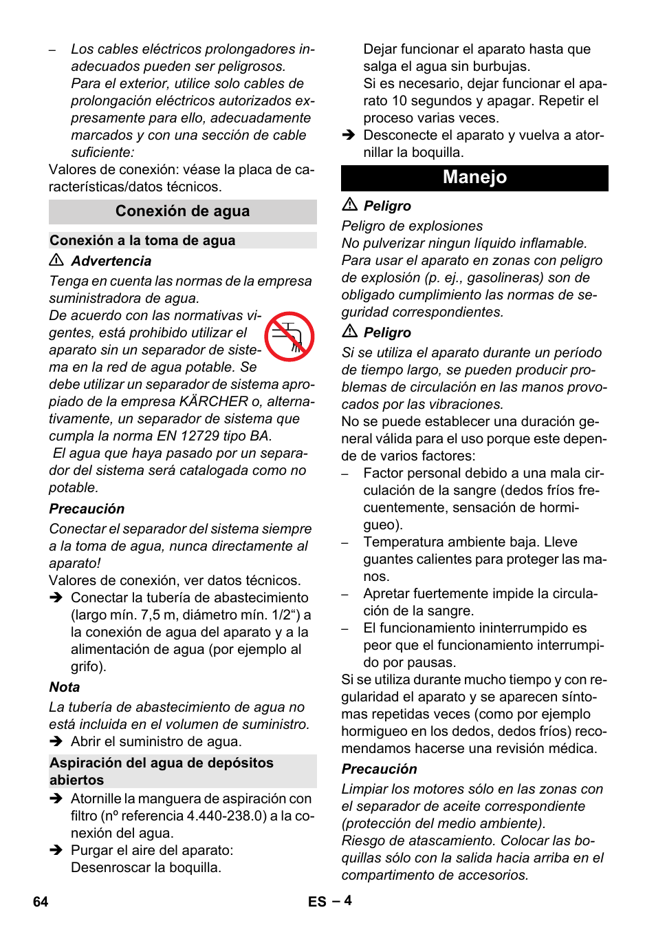 Manejo | Karcher HD 6-13 C User Manual | Page 64 / 332