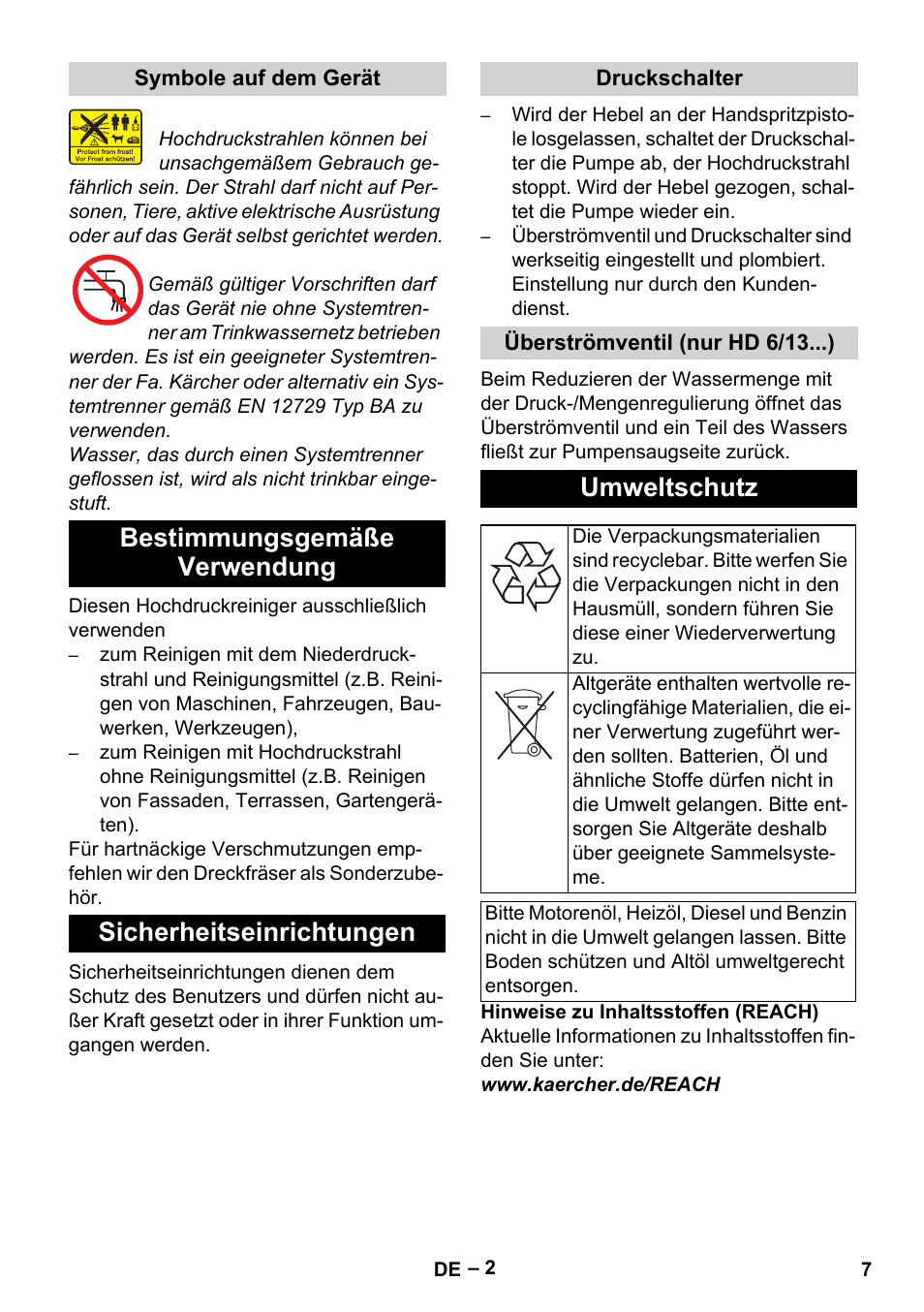 Umweltschutz | Karcher HD 6-13 C User Manual | Page 7 / 332