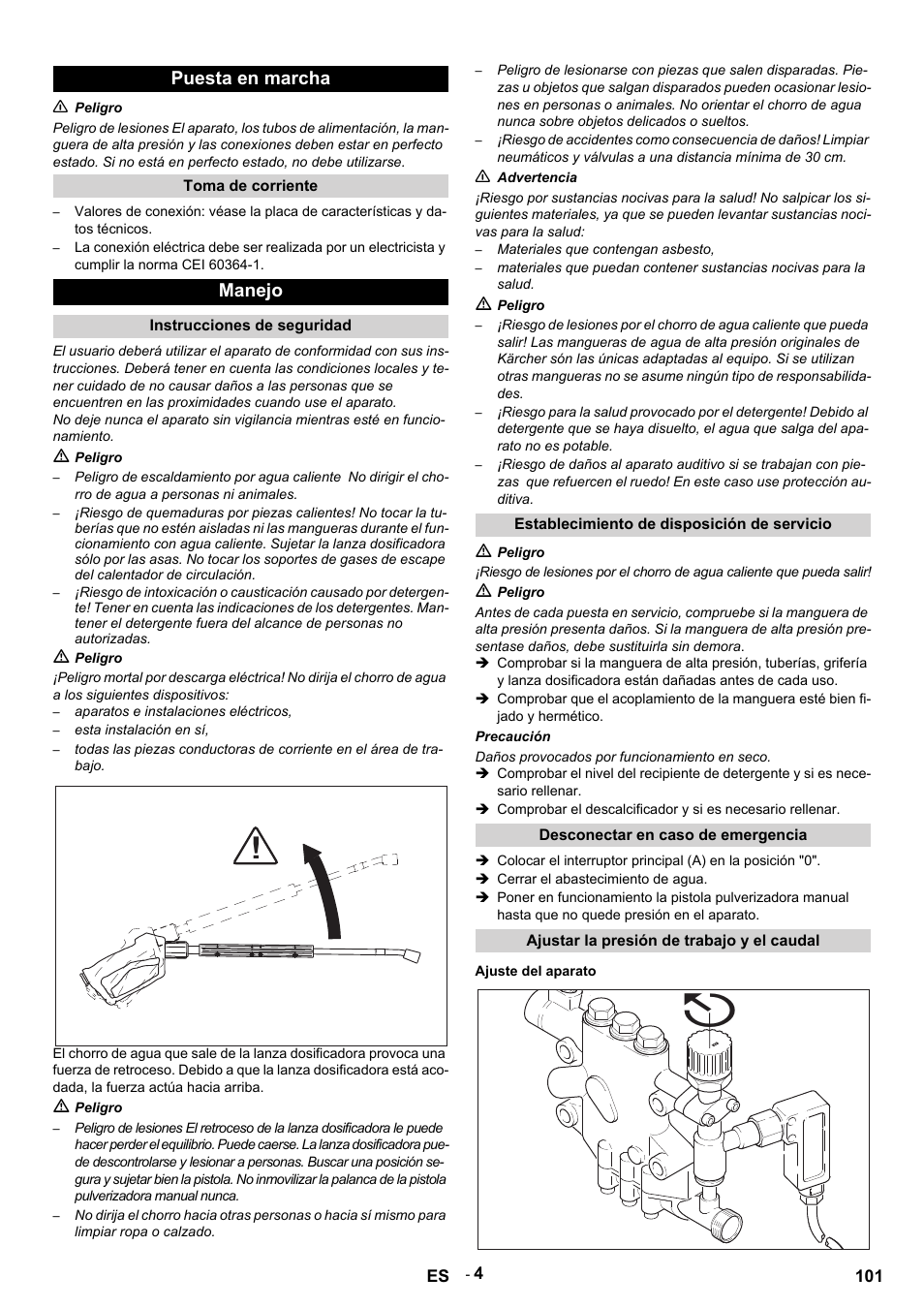 Puesta en marcha, Manejo | Karcher HDS 9-14-4 ST Eco User Manual | Page 101 / 444