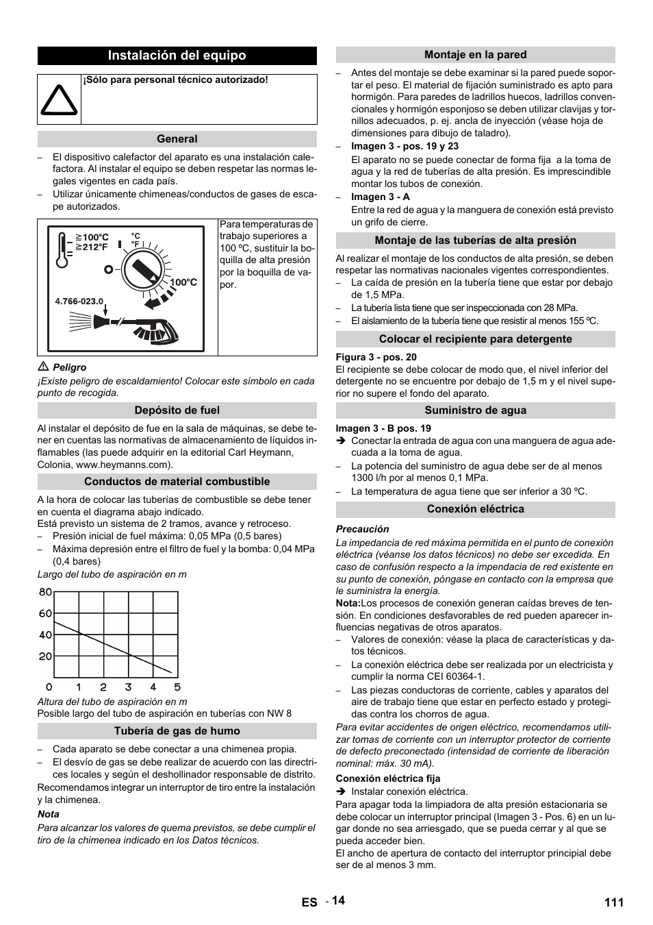 Instalación del equipo | Karcher HDS 9-14-4 ST Eco User Manual | Page 111 / 444