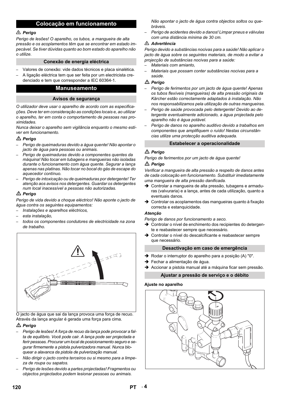 Colocação em funcionamento, Manuseamento | Karcher HDS 9-14-4 ST Eco User Manual | Page 120 / 444