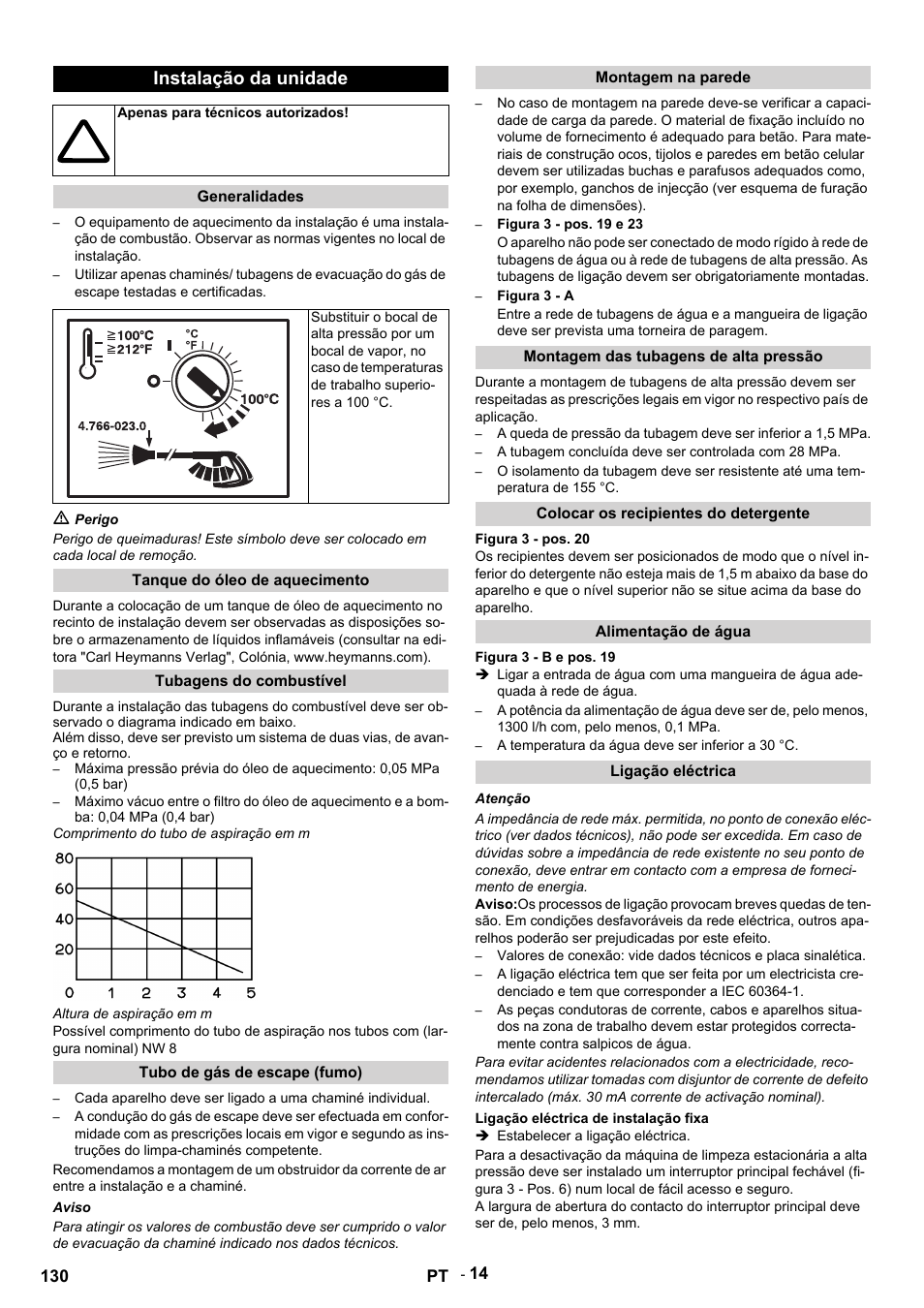 Instalação da unidade | Karcher HDS 9-14-4 ST Eco User Manual | Page 130 / 444
