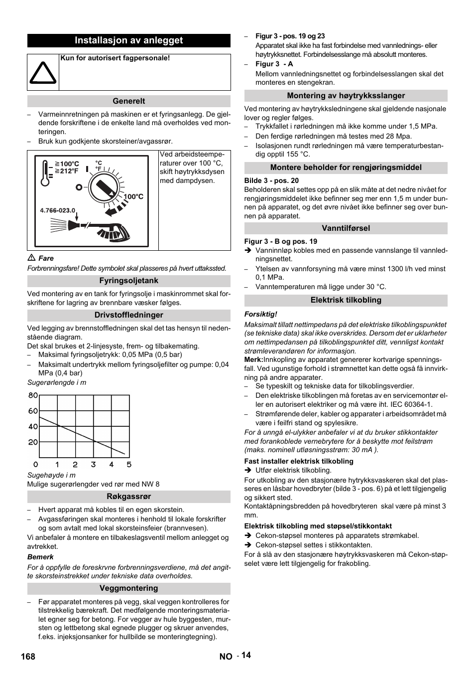 Installasjon av anlegget | Karcher HDS 9-14-4 ST Eco User Manual | Page 168 / 444