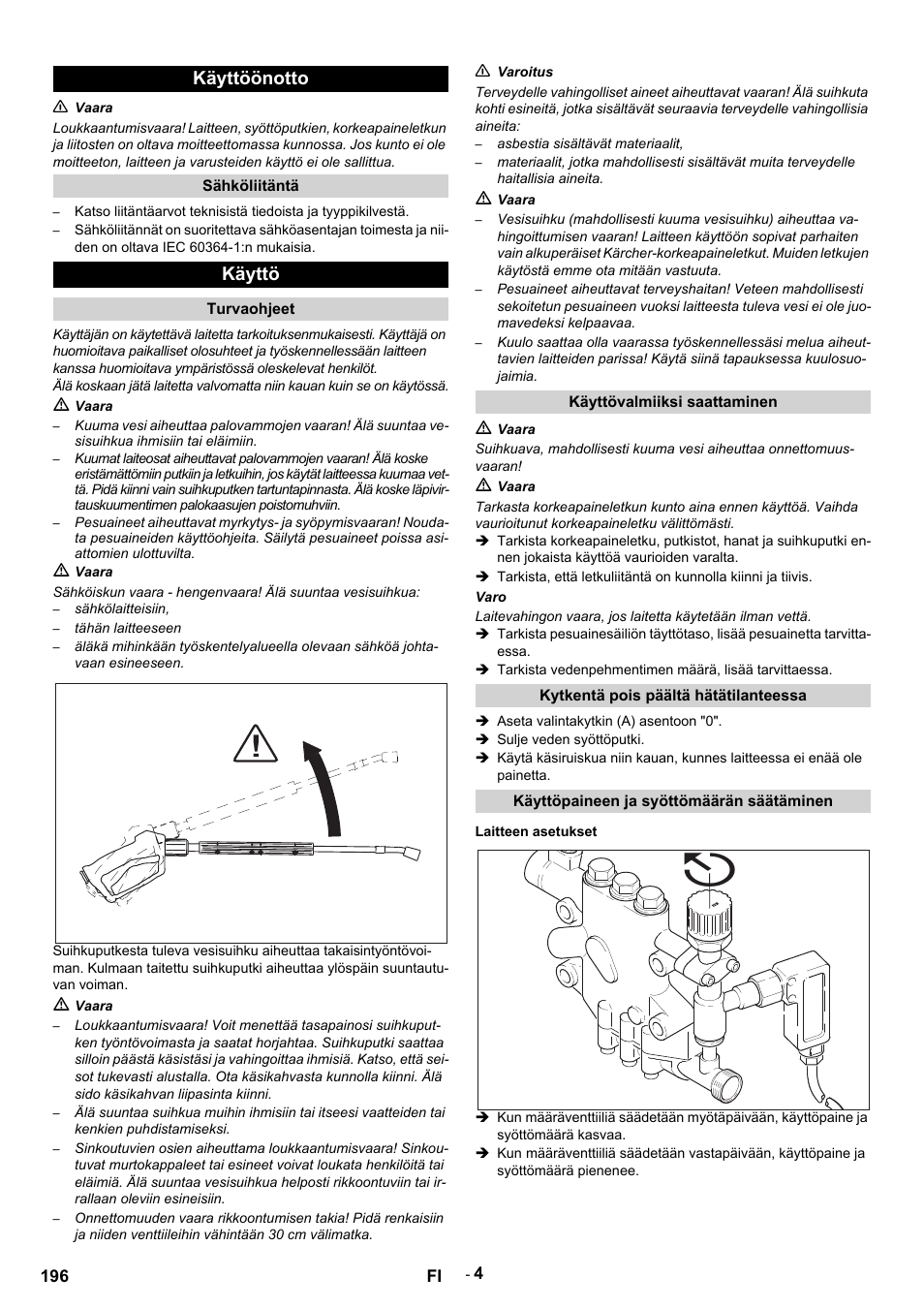 Käyttöönotto, Käyttö | Karcher HDS 9-14-4 ST Eco User Manual | Page 196 / 444