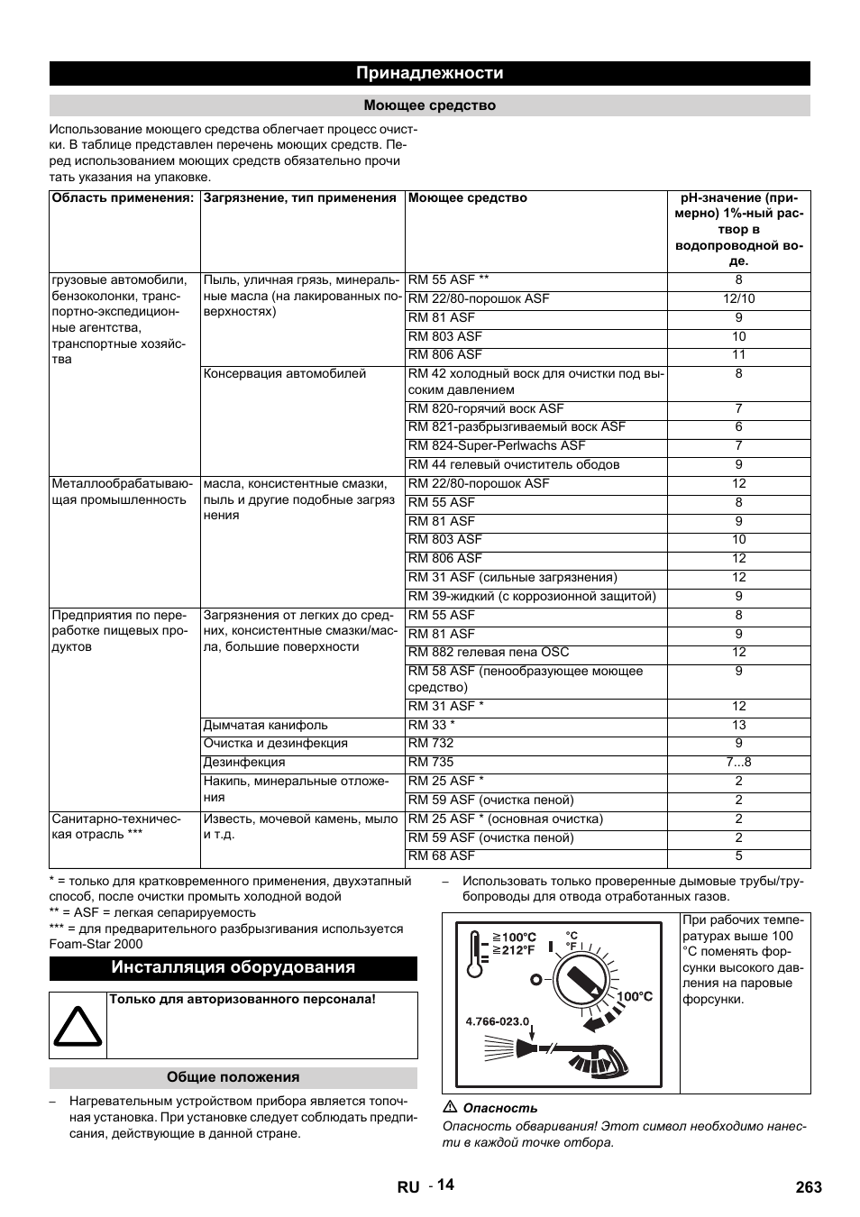 Принадлежности, Инсталляция оборудования | Karcher HDS 9-14-4 ST Eco User Manual | Page 263 / 444