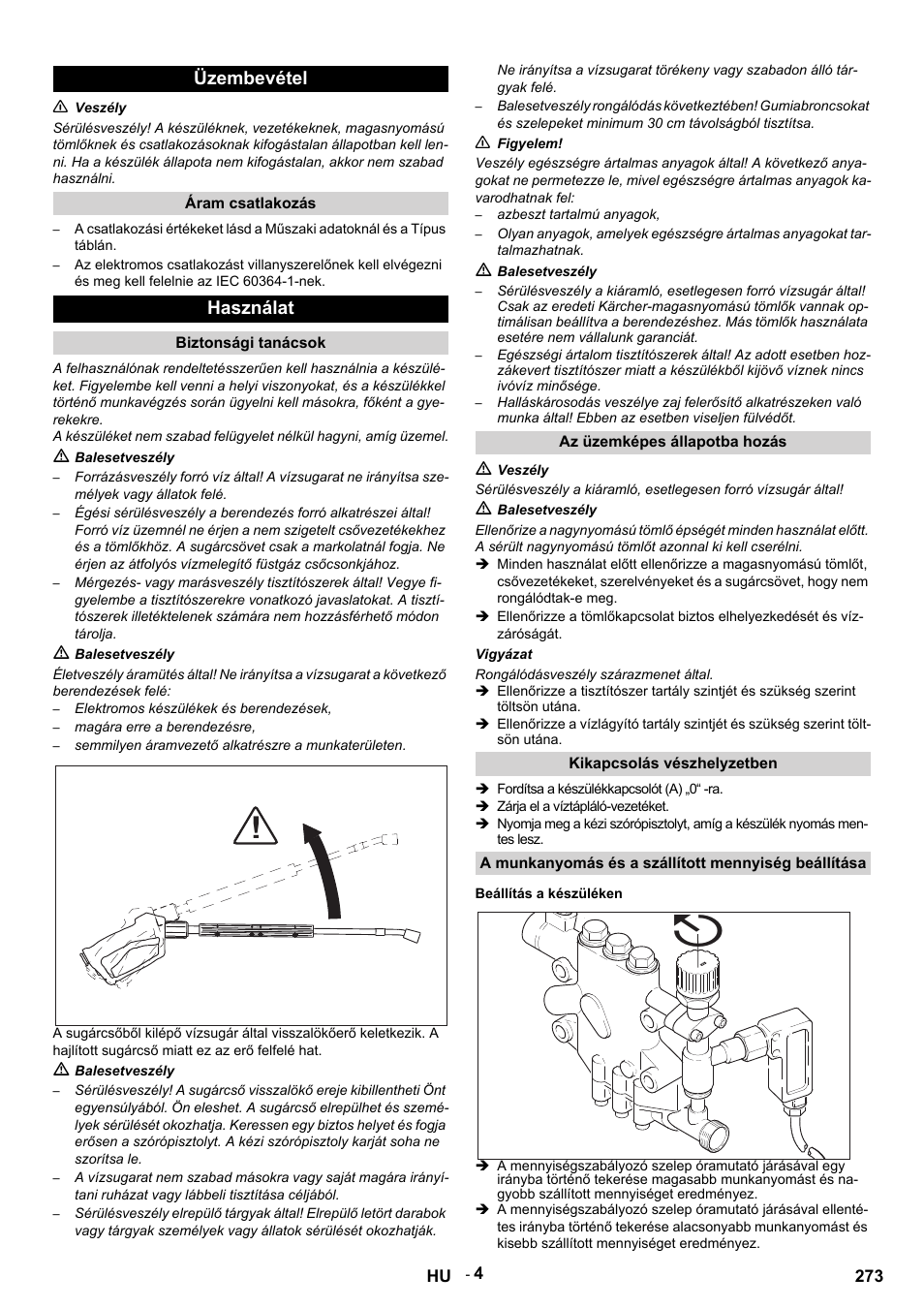 Üzembevétel, Használat | Karcher HDS 9-14-4 ST Eco User Manual | Page 273 / 444