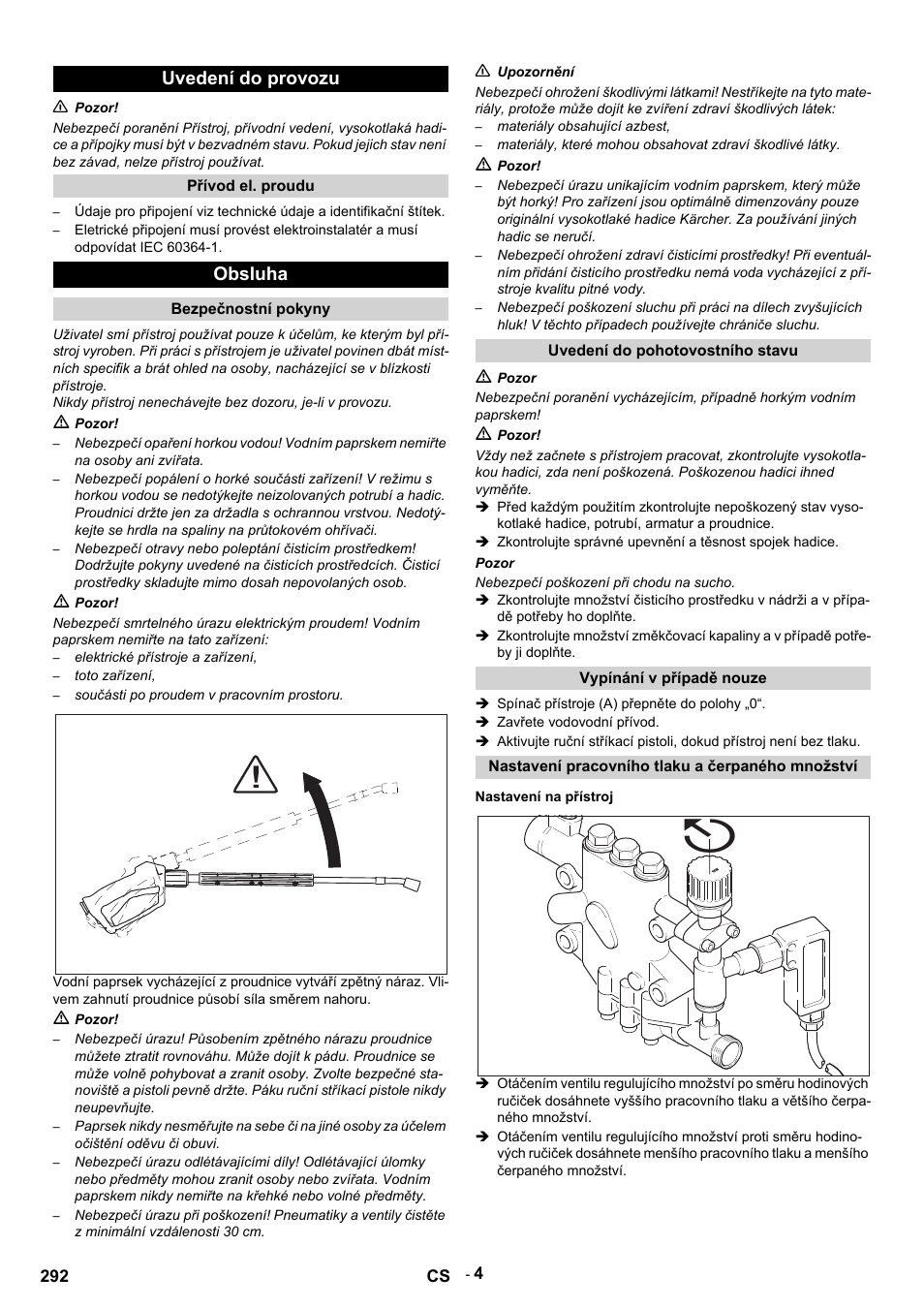 Uvedení do provozu, Obsluha | Karcher HDS 9-14-4 ST Eco User Manual | Page 292 / 444