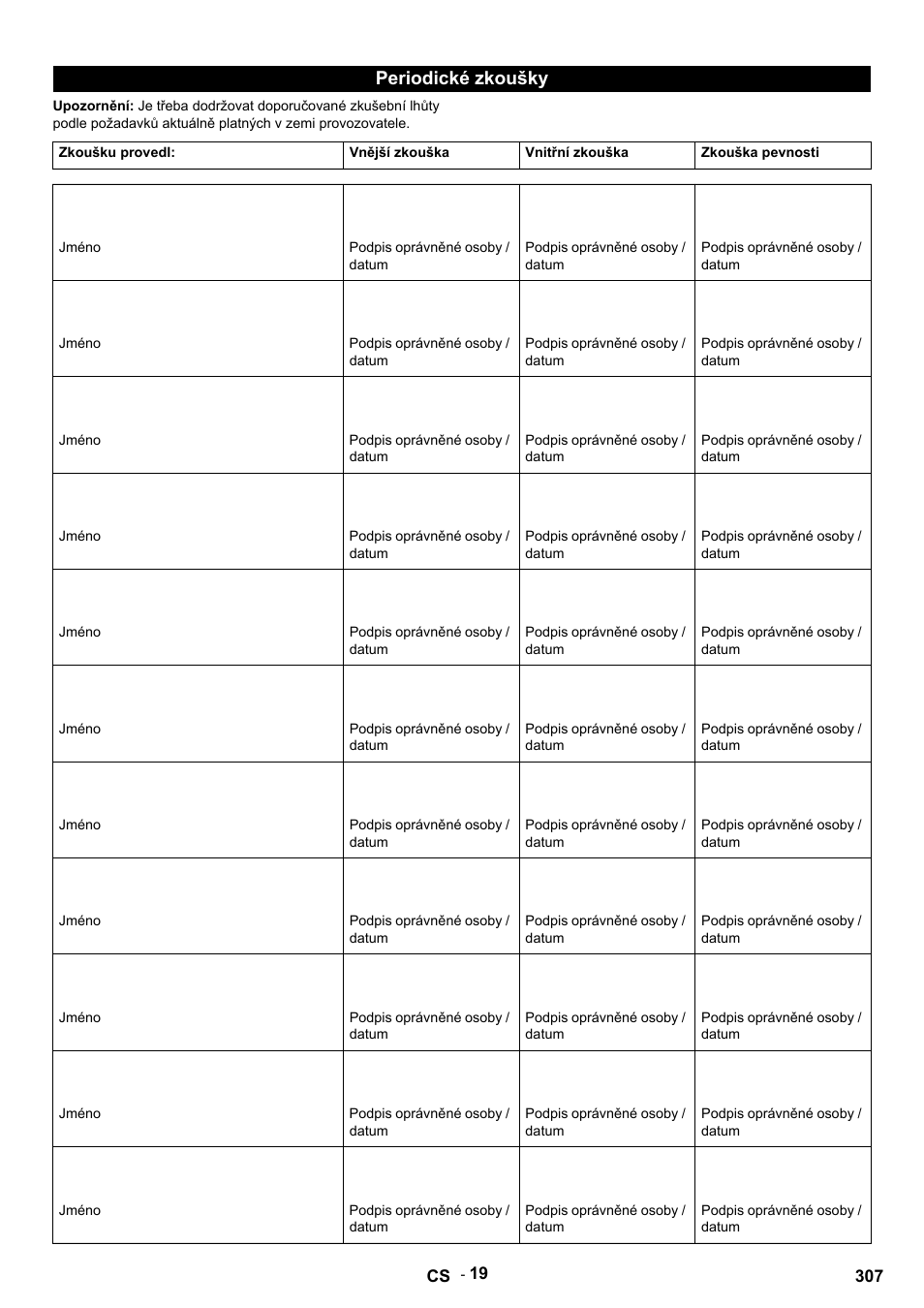 Periodické zkoušky | Karcher HDS 9-14-4 ST Eco User Manual | Page 307 / 444