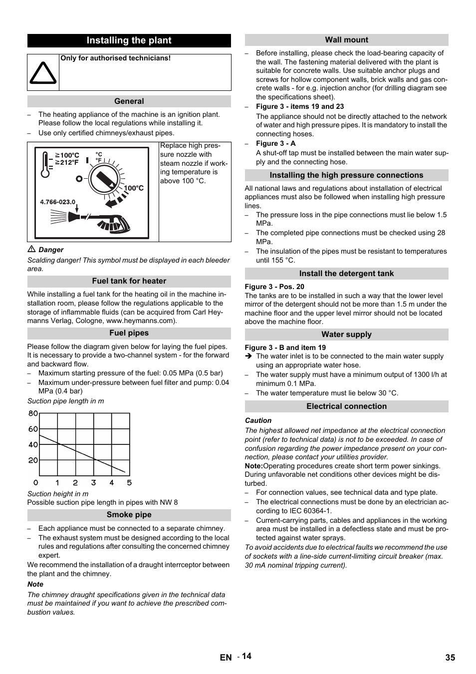 Installing the plant | Karcher HDS 9-14-4 ST Eco User Manual | Page 35 / 444