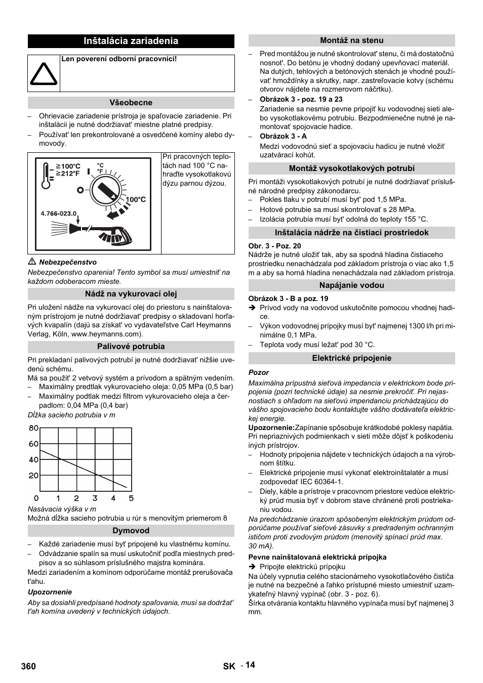 Inštalácia zariadenia | Karcher HDS 9-14-4 ST Eco User Manual | Page 360 / 444