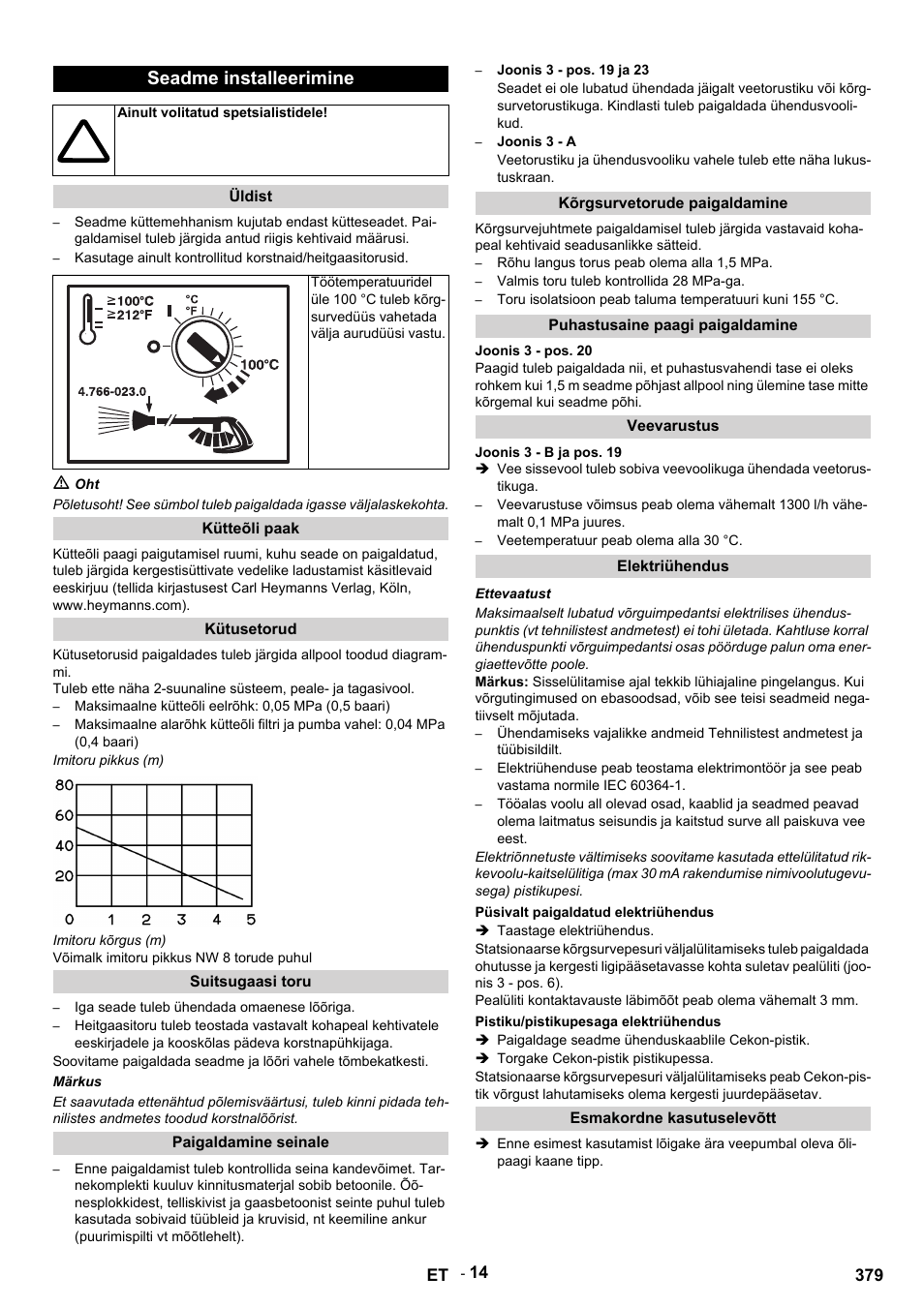 Seadme installeerimine | Karcher HDS 9-14-4 ST Eco User Manual | Page 379 / 444