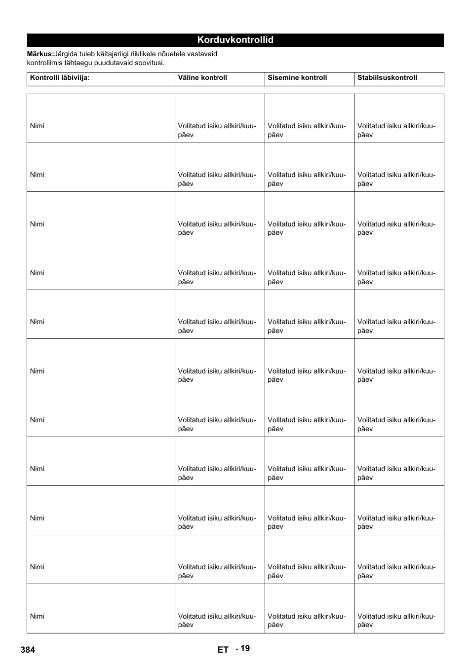 Korduvkontrollid | Karcher HDS 9-14-4 ST Eco User Manual | Page 384 / 444