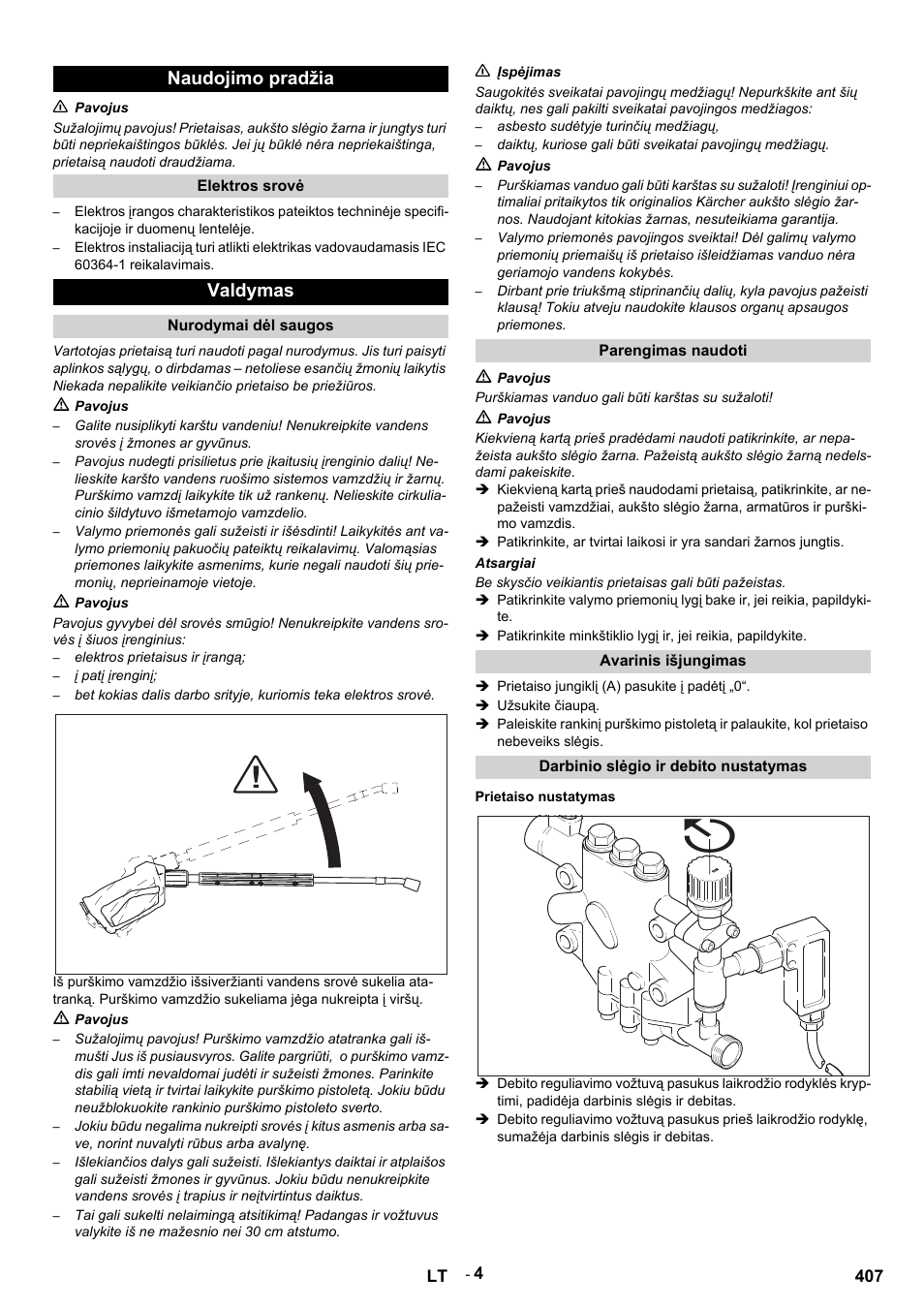 Naudojimo pradžia, Valdymas | Karcher HDS 9-14-4 ST Eco User Manual | Page 407 / 444