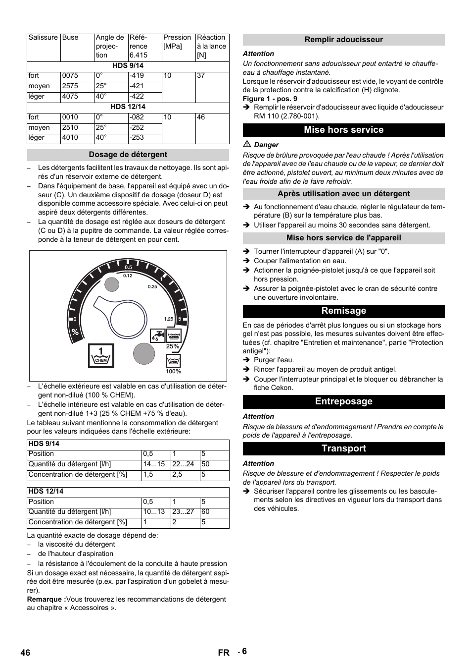 Mise hors service, Remisage entreposage transport | Karcher HDS 9-14-4 ST Eco User Manual | Page 46 / 444