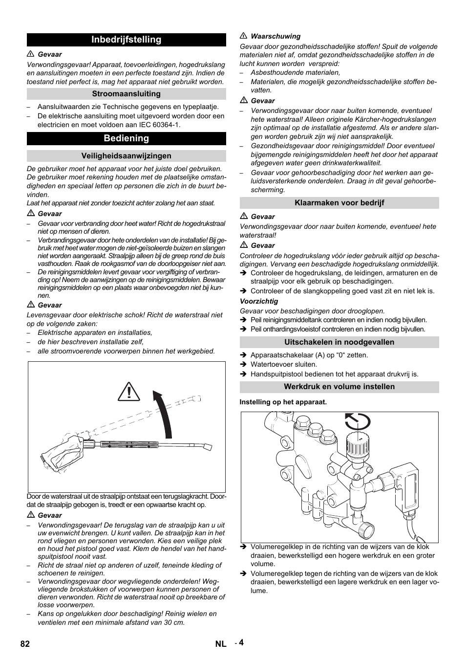 Inbedrijfstelling, Bediening | Karcher HDS 9-14-4 ST Eco User Manual | Page 82 / 444