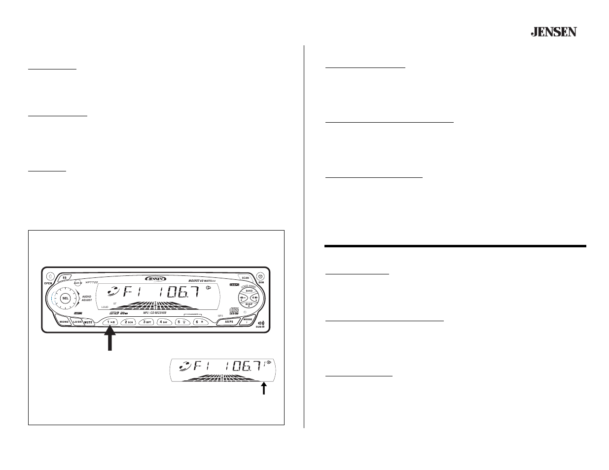 Mp7720, Tuner operation (continued), Operación de la radio (continuado) | Fonctionnement de la radio (continué) | Audiovox MP7720 User Manual | Page 11 / 19