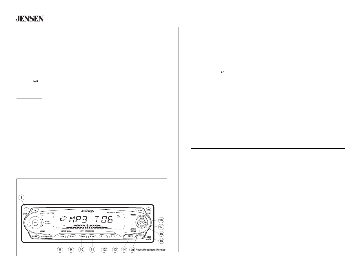 Mp7720, Cd player operation, Operación del reproductor de cd | Fonctionnement du lecteur cd | Audiovox MP7720 User Manual | Page 12 / 19