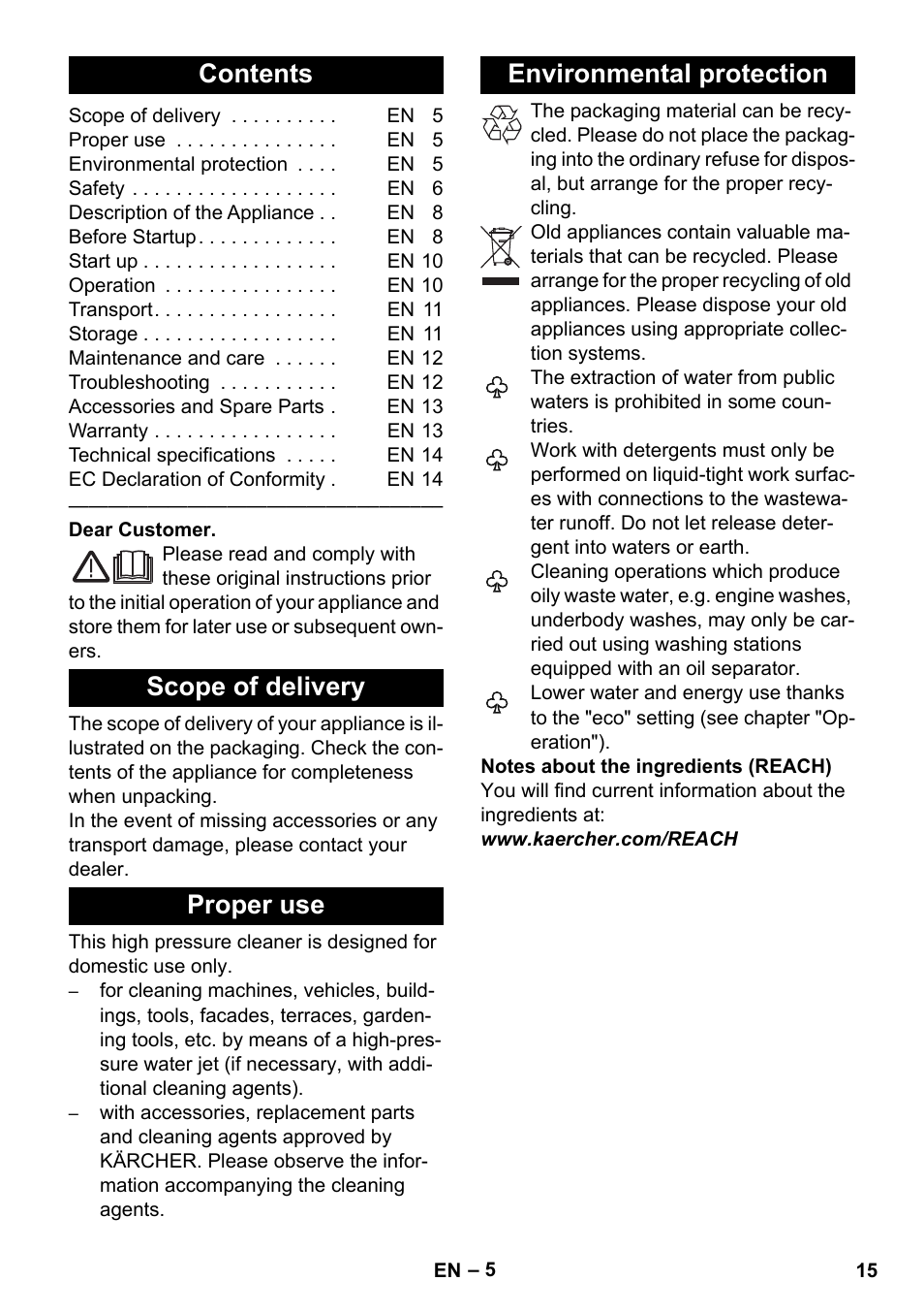 Karcher K 4 Premium eco!ogic Home User Manual | Page 15 / 286