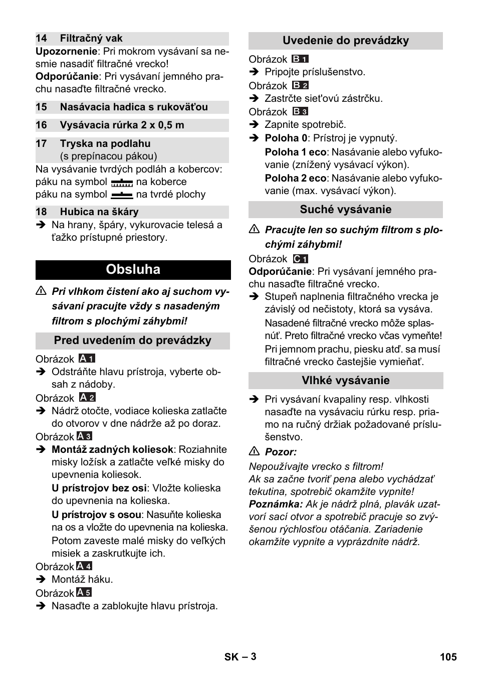 Obsluha | Karcher WD 7-800 eco!ogic User Manual | Page 105 / 154