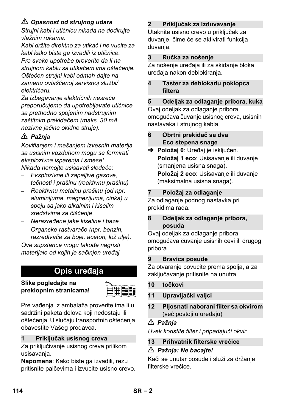 Opis uređaja | Karcher WD 7-800 eco!ogic User Manual | Page 114 / 154