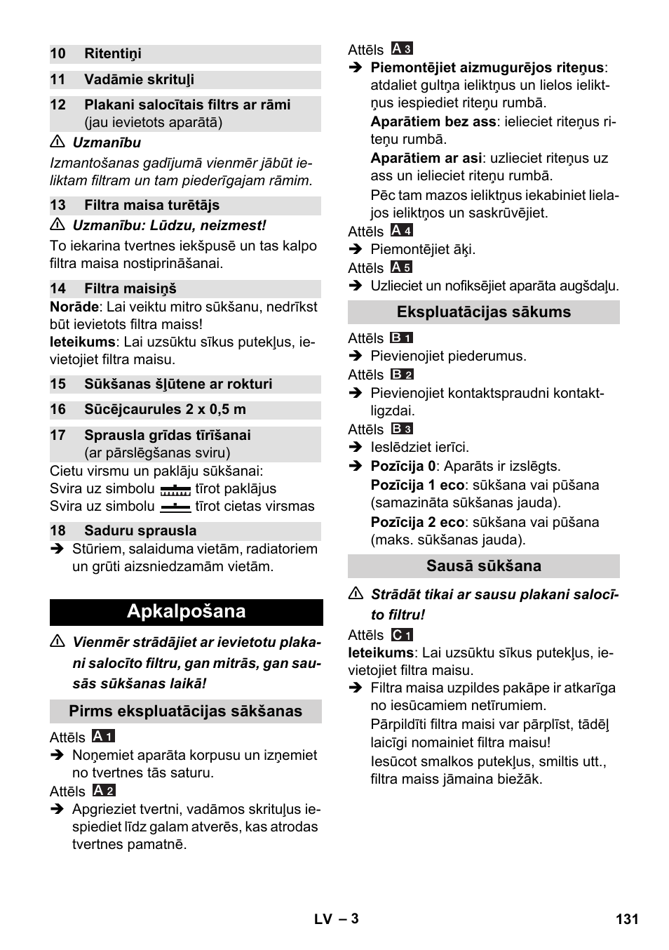 Apkalpošana | Karcher WD 7-800 eco!ogic User Manual | Page 131 / 154