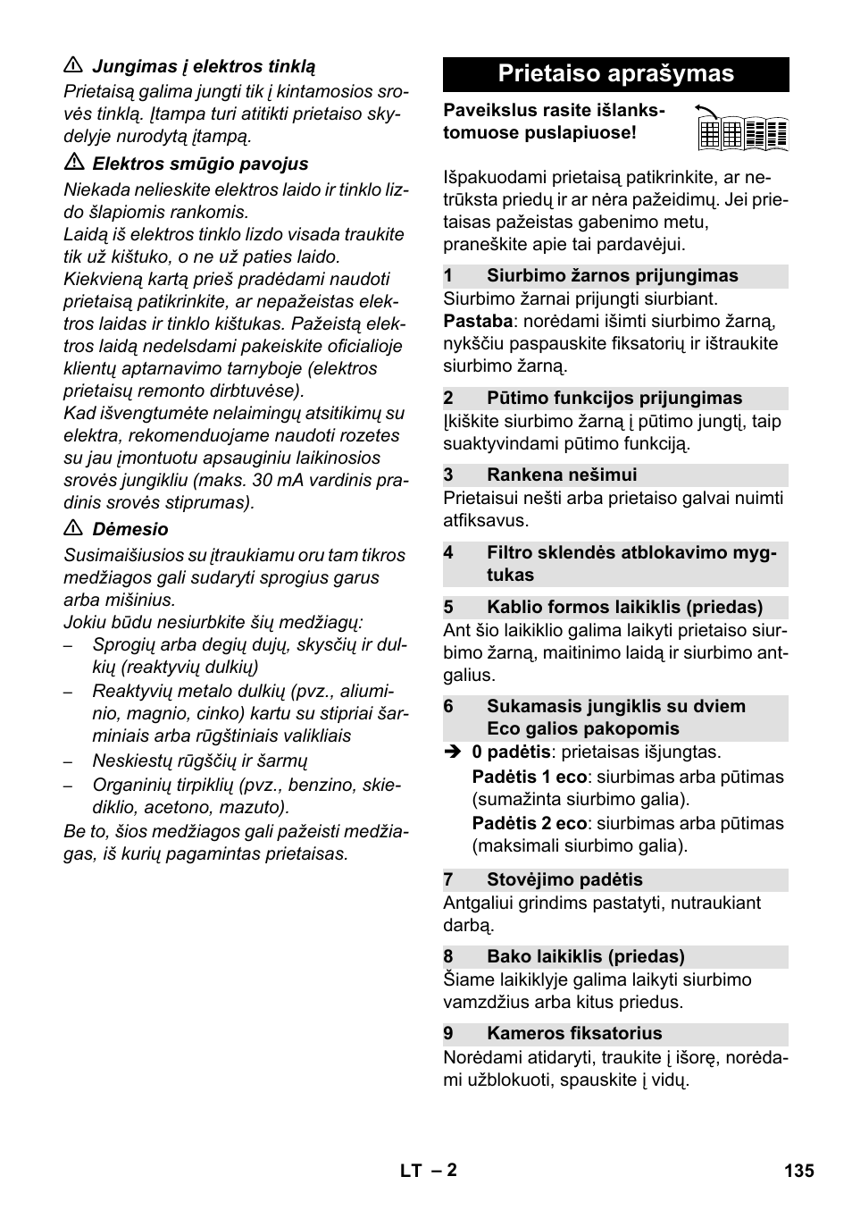 Prietaiso aprašymas | Karcher WD 7-800 eco!ogic User Manual | Page 135 / 154