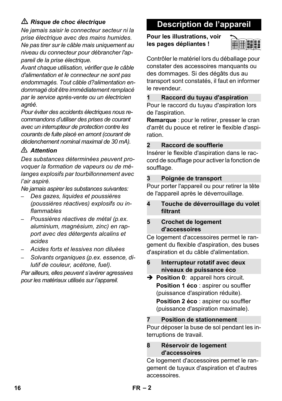 Description de l’appareil | Karcher WD 7-800 eco!ogic User Manual | Page 16 / 154