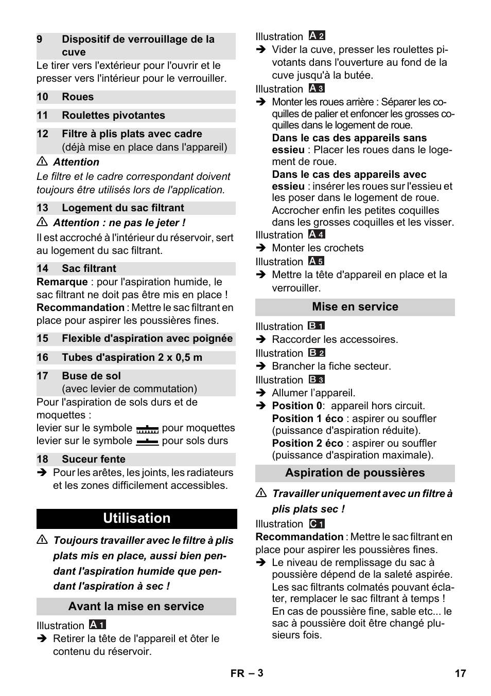 Utilisation | Karcher WD 7-800 eco!ogic User Manual | Page 17 / 154