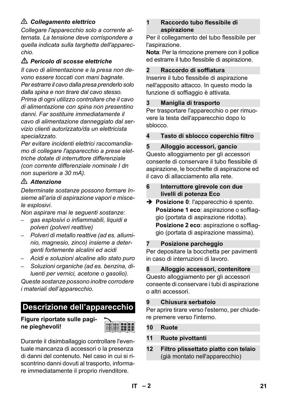 Descrizione dell’apparecchio | Karcher WD 7-800 eco!ogic User Manual | Page 21 / 154