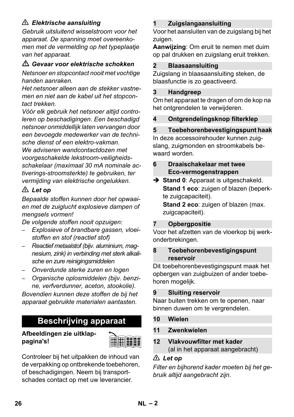 Beschrijving apparaat | Karcher WD 7-800 eco!ogic User Manual | Page 26 / 154