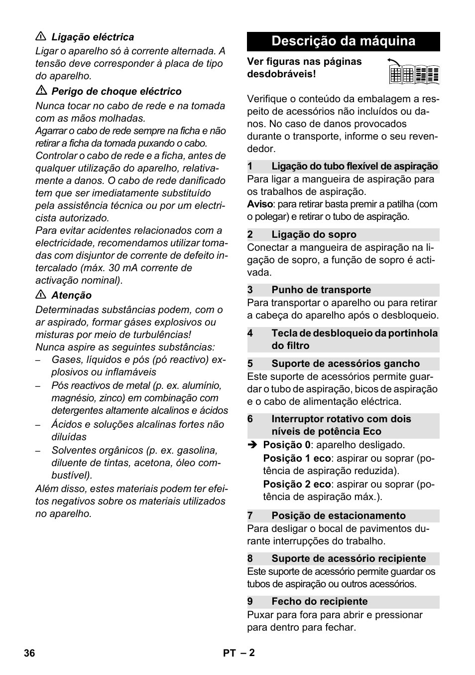 Descrição da máquina | Karcher WD 7-800 eco!ogic User Manual | Page 36 / 154