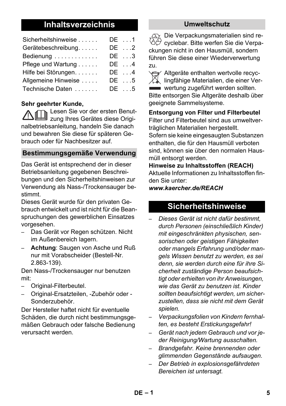 Karcher WD 7-800 eco!ogic User Manual | Page 5 / 154