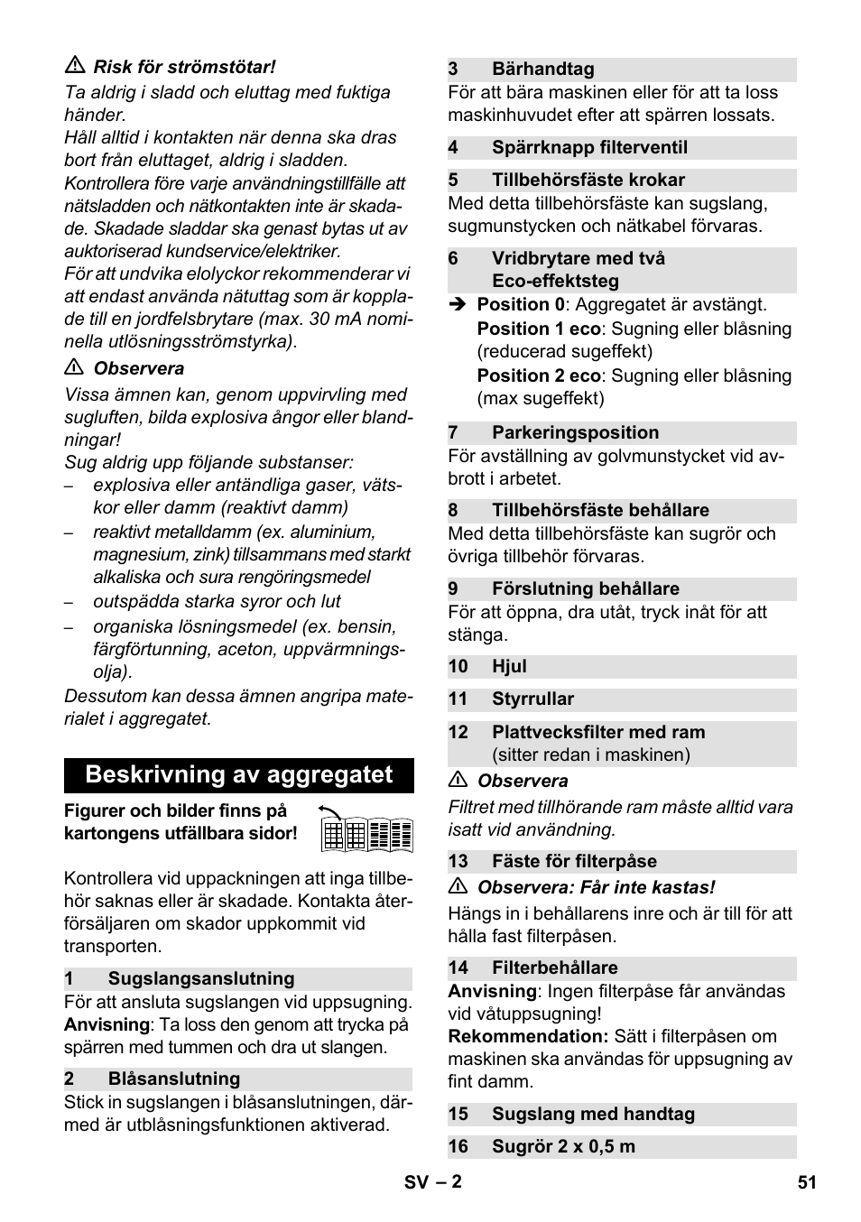 Beskrivning av aggregatet | Karcher WD 7-800 eco!ogic User Manual | Page 51 / 154