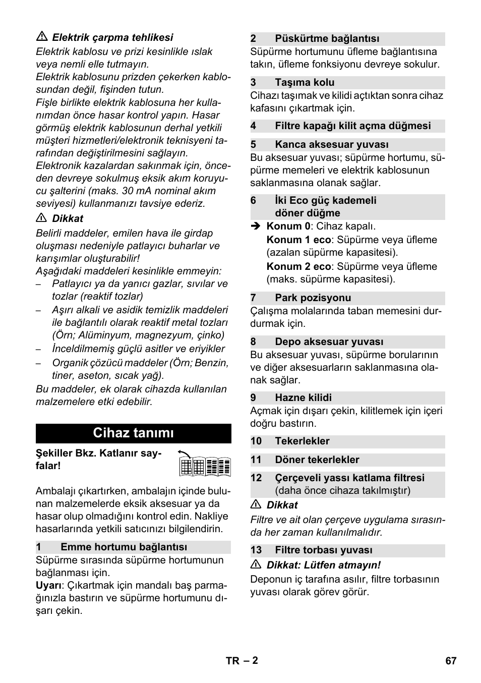 Cihaz tanımı | Karcher WD 7-800 eco!ogic User Manual | Page 67 / 154