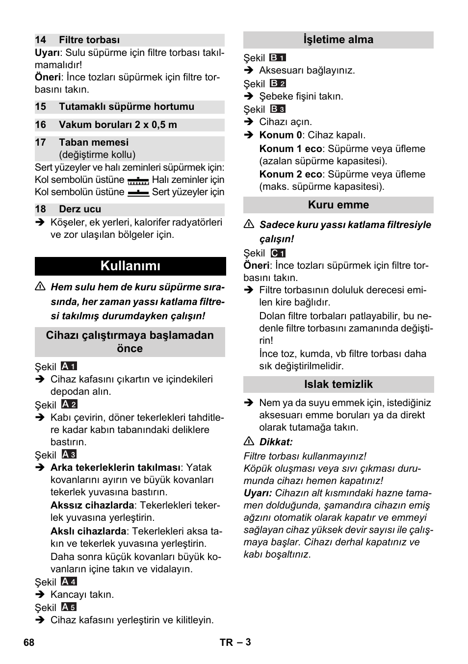 Kullanımı | Karcher WD 7-800 eco!ogic User Manual | Page 68 / 154