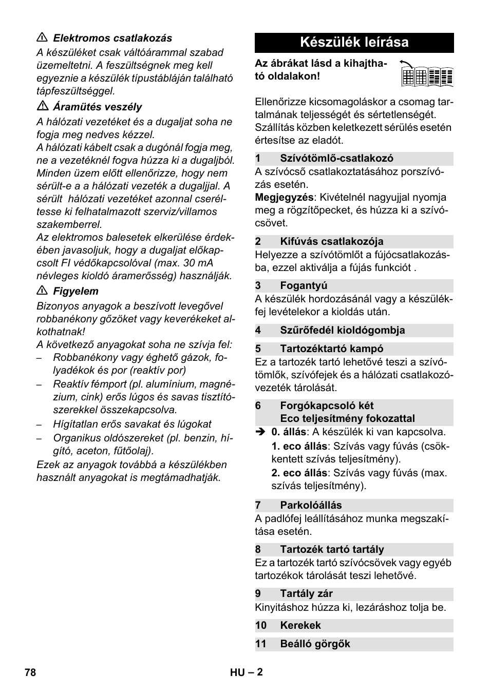 Készülék leírása | Karcher WD 7-800 eco!ogic User Manual | Page 78 / 154