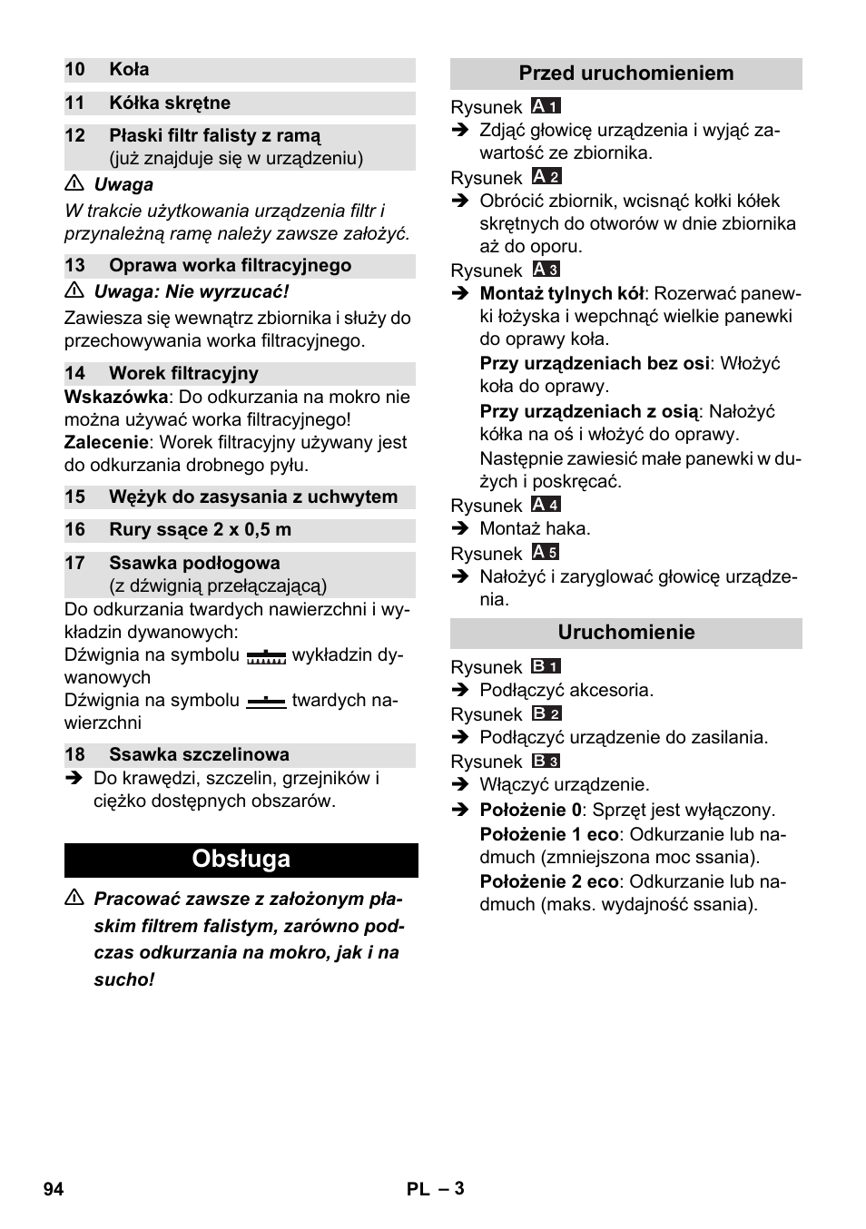 Obsługa | Karcher WD 7-800 eco!ogic User Manual | Page 94 / 154