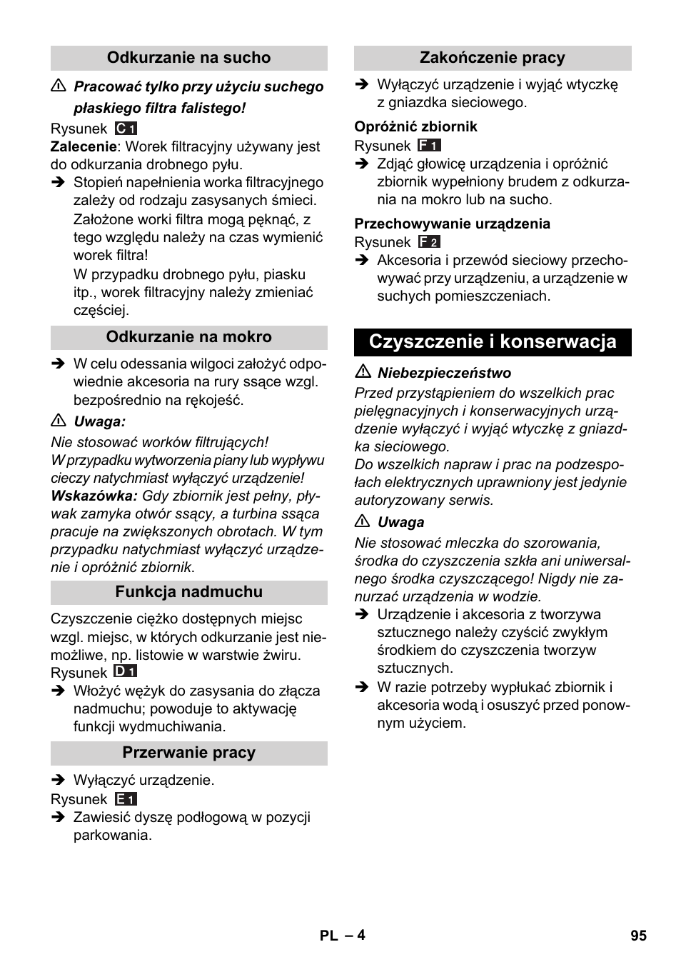 Czyszczenie i konserwacja | Karcher WD 7-800 eco!ogic User Manual | Page 95 / 154
