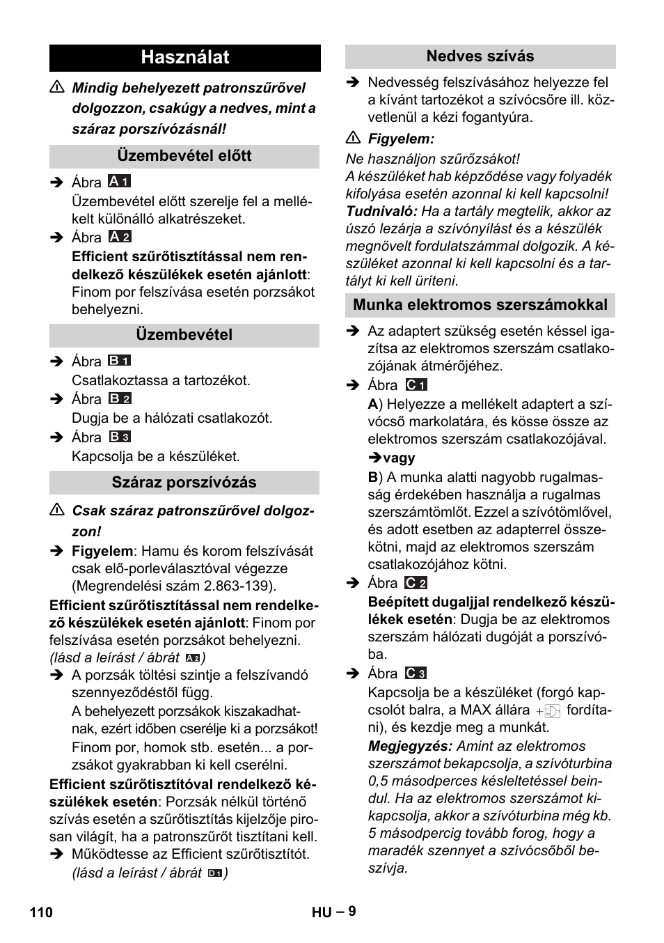 Használat | Karcher WD 5-500 M User Manual | Page 110 / 212