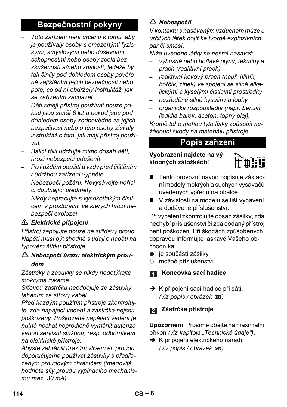 Bezpečnostní pokyny popis zařízení | Karcher WD 5-500 M User Manual | Page 114 / 212