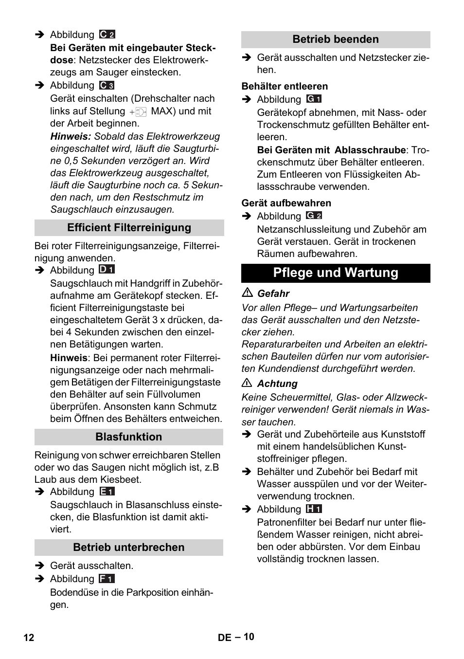 Pflege und wartung | Karcher WD 5-500 M User Manual | Page 12 / 212