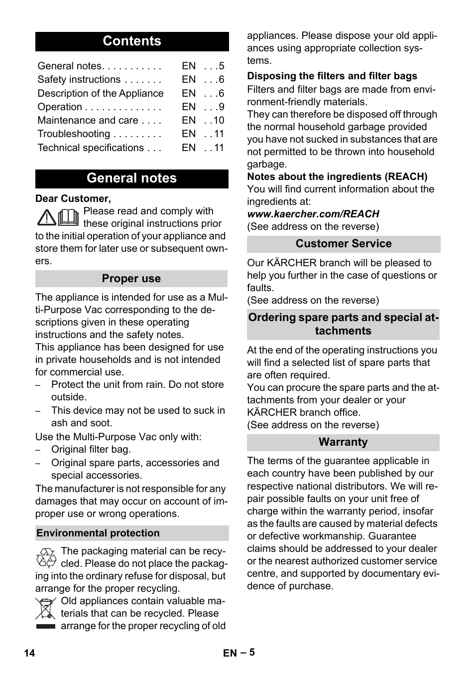 Karcher WD 5-500 M User Manual | Page 14 / 212